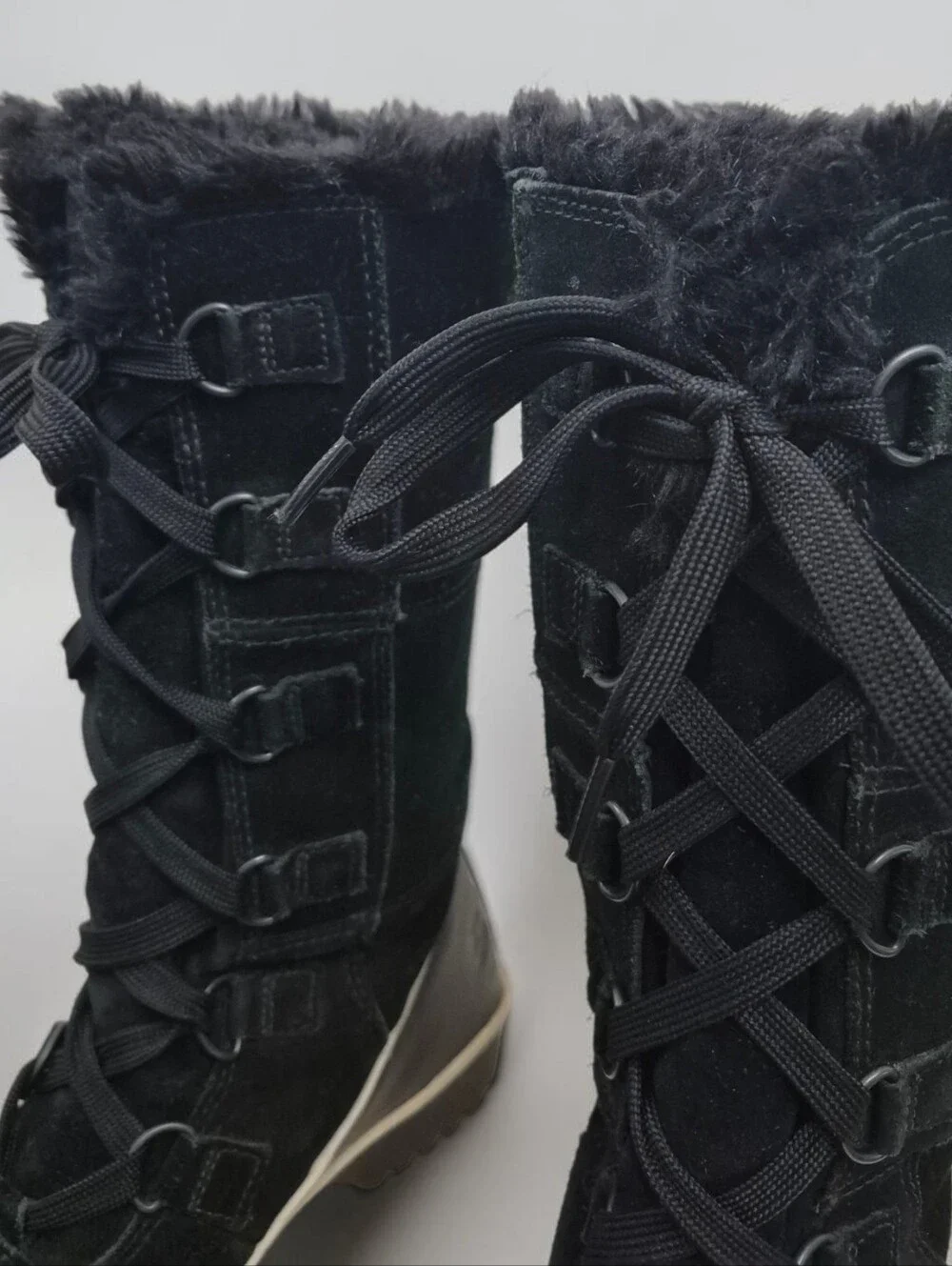 Sorel Tivoli High II Waterproof Suede Black winter Boots Size 8  Faux Fur Snow